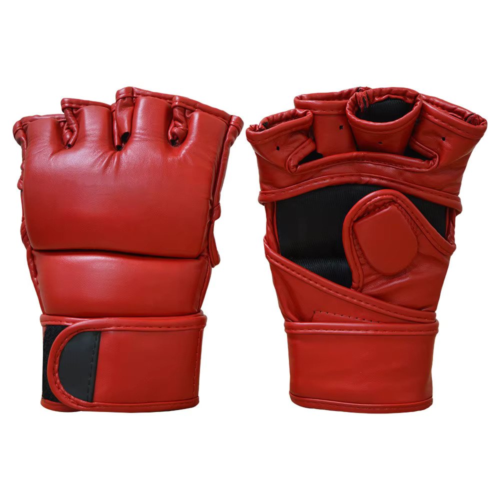 MMA Gloves – Premium PU Leather – Red  Combat Sports Equipment Factory